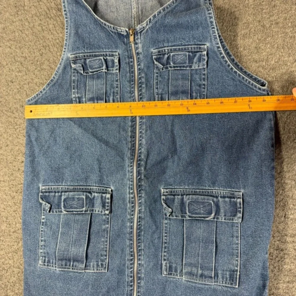 Vintage 90s Amilano Denim Cargo Mini Dress Full zip Womens Medium M Blue - Picture 4 of 8